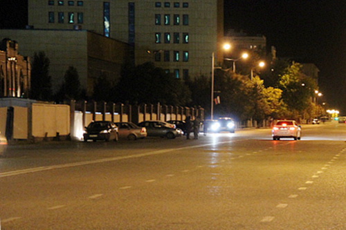 Grozny, evening of October 5, 2014. Avenue named after Khuseyn Isaev, to the left is the concert hall near which an explosion occurred. Photo by Magomed Magomedov for the "Caucasian Knot"