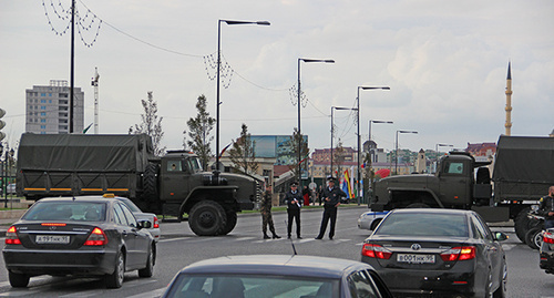 Street in Grozny blocked for vehicles, October 5, 2014. Photo by Magomed Magomedov for the "Caucasian Knot"