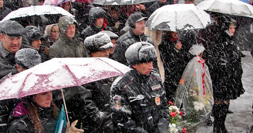 Participants of a mourning rally dedicated to the victims of deportation of Karachay people. Karachayevsk, November 2, 2014. Photo http://karachaevsk.info/