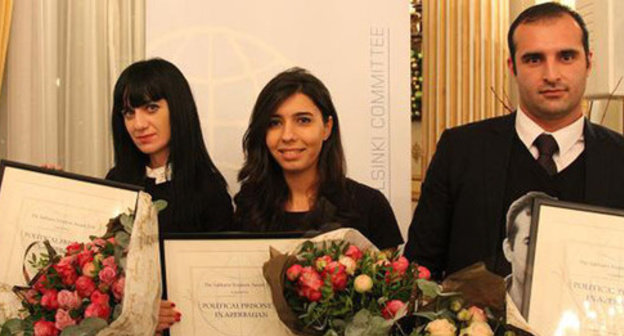 The Sakharov Prize awarded by the Norwegian Helsinki Committee to Azerbaijani political prisoners was handed over to laureates' relatives. Oslo, November 14, 2014. Photo: the Norwegian Helsinki Committee, http://www.nhc.no