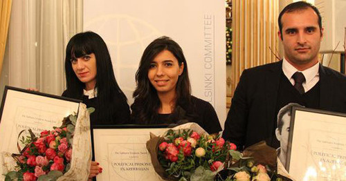 The Sakharov Prize awarded by the Norwegian Helsinki Committee to Azerbaijani political prisoners was handed over to laureates' relatives. Oslo, November 14, 2014. Photo: the Norwegian Helsinki Committee, http://www.nhc.no