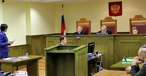 In the Russia's Supreme Court room during hearings on the case of the terror act at Moscow's Domodedovo Airport. Moscow, November 25, 2014. Photo by Magomed Tuayev for the ‘Caucasian Knot’.