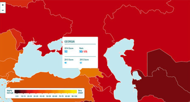 Corruption Perceptions Index for 2014, Georgia. Photo: screenshot of the page http://www.transparency.org/cpi2014/results