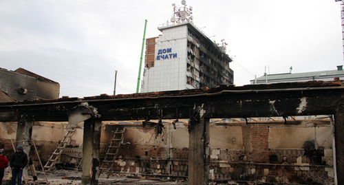 The House of Press after the militants' attack. Photo by Magomed Magomedov for the "Caucasian Knot"