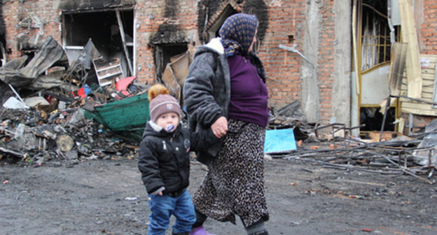 The territory of the market "Berkat" after the fire, Grozny, December 5, 2014. Photo by Magomed Magomedov for the "Caucasian Knot"