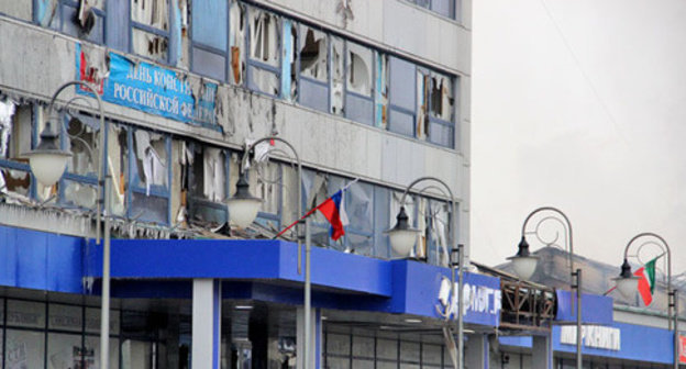 House of Press after the militants’ attack on Grozny, December 4, 2014. Photo by Magomed Magomedov for the ‘Caucasian Knot’.