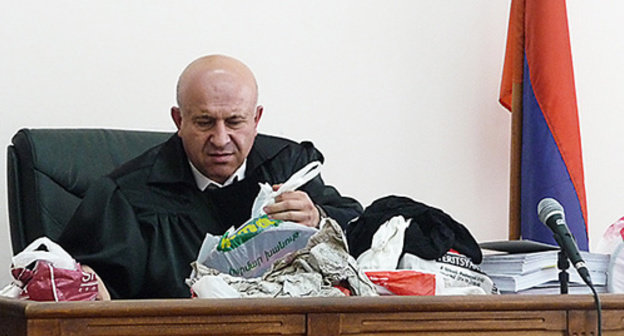 The judge at the trial in a case of participants of "Million Mask March", July 2014. Photo by Armine Martirosyan for the "Caucasian Knot"