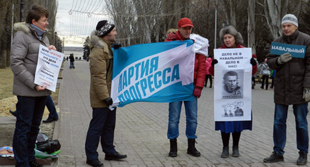 In Volgograd, the regional branch of the "Progress Party" has held a picket in support of Alexei Navalny. Photo by Tatiana Filimonova for the ‘Caucasian Knot’. 