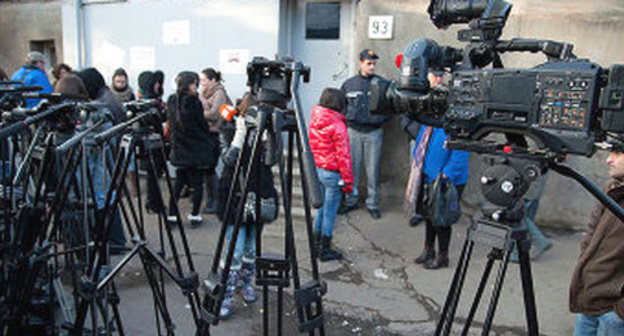 Journalists at "Maestro" TV Company office. Photo: Alexander Imedashvili, NEWSGEORGIA