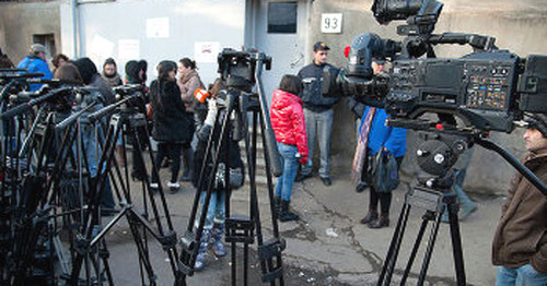 Journalists at "Maestro" TV Company office. Photo: Alexander Imedashvili, NEWSGEORGIA