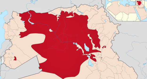 Territory controlled by the terrorists of the "Islamic State" (red coloured). Photo https://ru.wikipedia.org