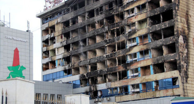 House of Press after the militants’ attack. Grozny, December 5, 2014. Photo by Magomed Magomedov for the ‘Caucasian Knot’