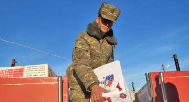 The New Year gifts to the soldiers in the front line and in combat troops prepared by the government and socially active members from all the regions of the Nagorno-Karabakh Republic. December 31, 2014. Photo by Alvard Grigoryan for the "Caucasian Knot"