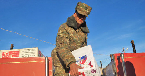 The New Year gifts to the soldiers in the front line and in combat troops prepared by the government and socially active members from all the regions of the Nagorno-Karabakh Republic. December 31, 2014. Photo by Alvard Grigoryan for the "Caucasian Knot"