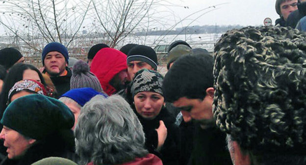 Protest action of the relatives of Sultan Karasov. The village of Erkin-Hulk, Nogai District of the KChR. January 17, 2015. Photo: A.Karasov