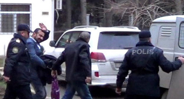 The Azerbaijani journalist Seymour Ghazy is led away after the pronouncement of sentence in the Absheron District Court. Khirdalan city. January 29, 2015. Photo by Parvana Bayramova for the "Caucasian Knot"