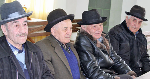 The elders of the village of Khasanya at the festive events on the Day of Revival of the Balkar people. KBR, March 28, 2015. Photo by Lyudmila Maratova for the "Caucasian Knot"