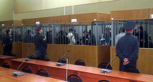 Defendants in case of attack on Nalchik in the court room. Photo by the Caucasian Knot correspondent. 