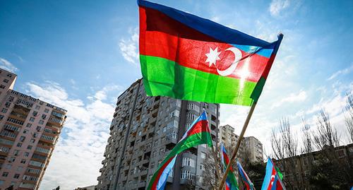 The flag of Azerbaijan. Photo by Aziz Karimov for "Caucasian Knot"