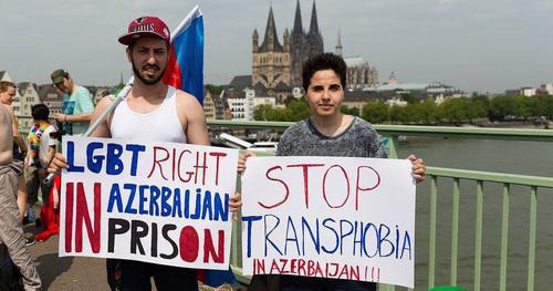 Azerbaijani LGBT activists in Cologne. Photo: Nefes LGBT Azerbaijan Alliance
