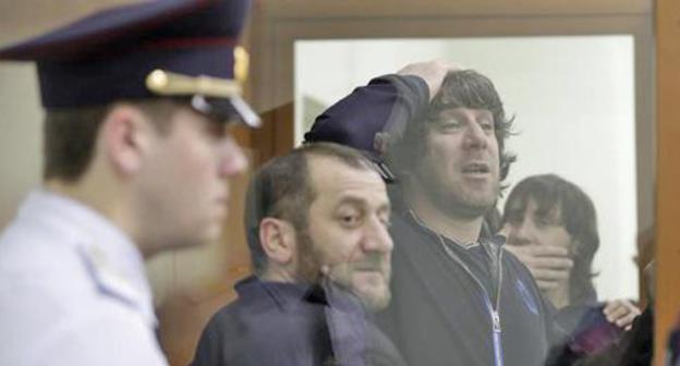 Khamzat Bakhaev, Tamerlan Eskerkhanov and Zaur Dadaev (from left to right) in the courtroom. Photo: REUTERS/Tatyana Makeyeva