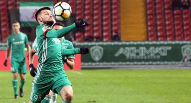 A player of the FC "Akhmat" Grozny. Photo by the press service of the FC "Akhmat" http://fc-akhmat.ru/page/9198