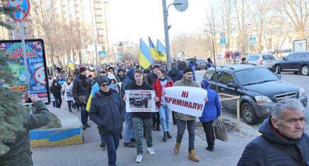 Members of the Azerbaijani community held a rally near the building of the Ministry of Internal Affairs of Ukraine in Kiev. January 10, 2017. Photo by the press service of the Azerbaijani community https://minval.az/news/123754143