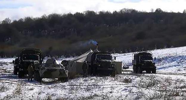 Special forces' vehicles at the place of special operation in Ingushetia. Photo: screenshot of NAC video