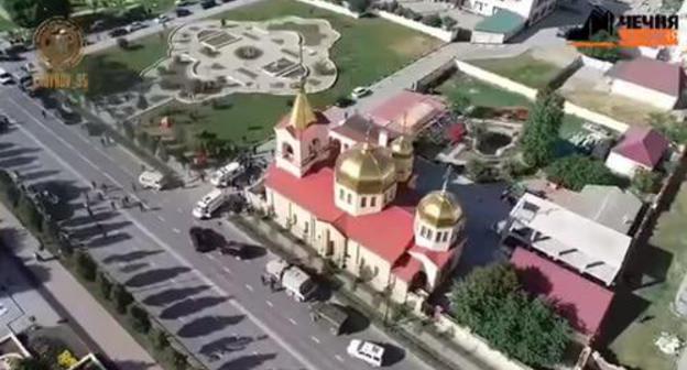 Archangel Michael Church in Grozny. Screenshot: https://www.youtube.com/watch?v=pyDFzARA7zw&t=73s