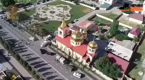 Archangel Michael Church in Grozny. Screenshot: https://www.youtube.com/watch?v=pyDFzARA7zw&t=73s