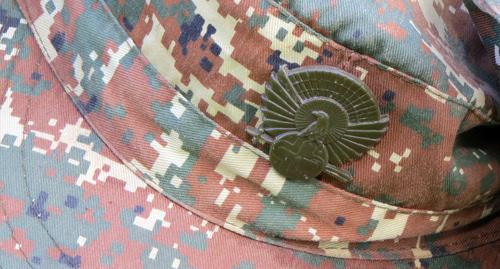 Badge on a cap of the Karabakh army. Photo by Alvard Grigoryan for the "Caucasian Knot"