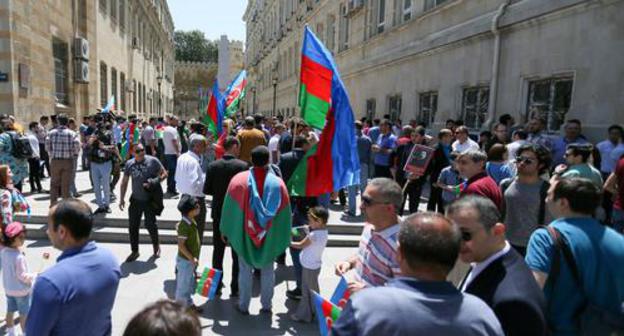 Participants of the rally on the Republic Day in Baku on May 28, 2018. Photo by Aziz Karimov for the "Caucasian Knot"