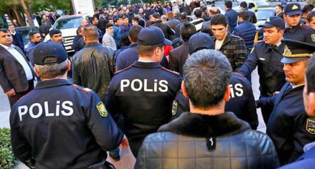 The police officers at the protest action in Azerbaijan. Photo by Aziz Karimov for the "Caucasian Knot"