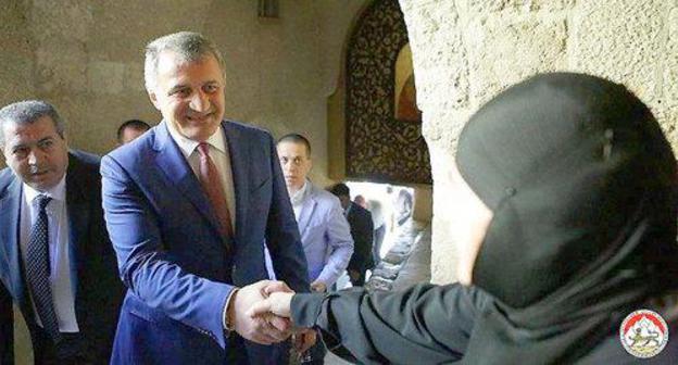 Anatoly Bibilov during official visit to Syria, July 24, 2018. Photo is provided by the press service of the President of South Ossetia, http://presidentruo.org/poseshhenie-glavnyx-svyatyn-sirii/