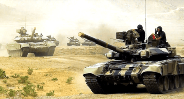 Azerbaijani tanks. Photo by the Azerbaijani Ministry of Defence https://mod.gov.az/ru/news/tankovye-podrazdeleniya-pristupili-k-intensivnym-zanyatiyam-video-23771.html