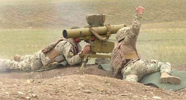 Military drills in Georgia. Screenshot: https://1tv.ge/ru/news/amerikanskie-dzhavelin-na-voennykh-uchenijakh-v-vaziani-foto-video/