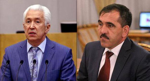 Vladimir Vasiliev and Yunus-Bek Evkurov. Photo: premier.gov.ru, Kremlin.ru. Collage by the Caucasian Knot