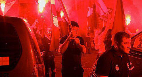 March of Georgian in Tbilisi. Photo: Sputnik / STRINGER https://sputnik-georgia.ru/sport/20180829/241886481/Gruzinskij-marsh-protiv-futbolista-akcija-na-matche-Gruzija-Latvija.html