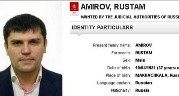 Amirov on the wanted list of the Interpol. Photo: screenshot from the Interpol's website https://www.interpol.int/contentinterpol/search?SearchText=Amirov+&amp;x=0&amp;y=0