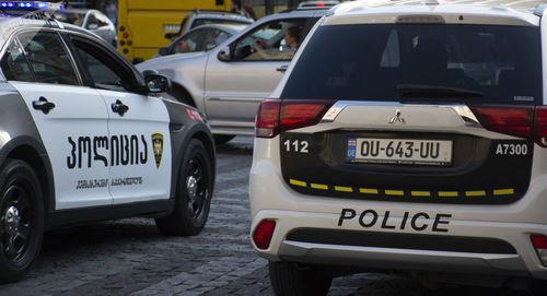 The Georgian police cars. Photo Sputnik / Alex Shlamov https://sputnik-georgia.ru/incidents/20180902/241927047/Grabezh-kvartiry-i-avtomobilej-v-Ahalcihe-zaderzhan-odin-chelovek.html