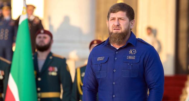 Ramzan Kadyrov attends ceremony of Russian and Chechen flags raising. Photo: Ramzan Kadyrov’s personal VKontakte page https://vk.com/ramzan?z=photo279938622_456266981%2Fwall279938622_318079