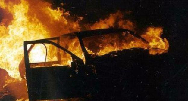 Burning car of Adam Medaliev. Photo by Adam Medaliev for the Caucasian Knot