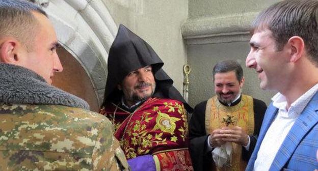 A procedure for christening at the Cathedral of Holy Christ the Saviour in the city of Shushi. Photo by Alvard Grigoryan for the "Caucasian Knot"