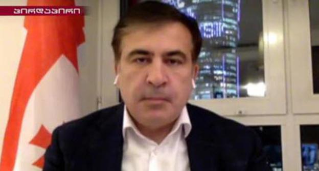 A screenshot of Mikhail Saakashvili's video appeal http://rustavi2.ge/ka/news/119931