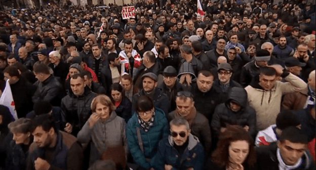 Opposition rally in Tbilisi, December 2, 2018. Photo: press service of the United National Movement, https://www.facebook.com/nacionalurimodzraoba/videos/766199990382566/