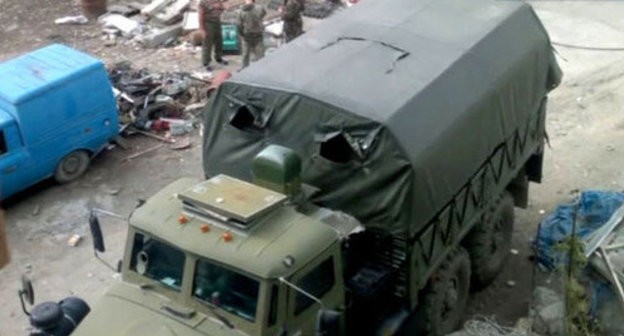 At the site of special operation in the village of Vremenny (Dagestan), September 2014. Screenshot from the Caucasian Knot video 