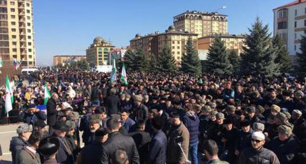 Thousands gathered for a protest in Magas, March 26, 2019. Photo by Magomed Mutsolgov for the Caucasian Knot