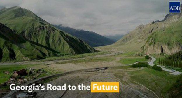 Screenshot from video posted by the Asian Development Bank on funding of the Kobi-Gudauri high-speed highway, https://www.adb.org/news/videos/georgias-road-future