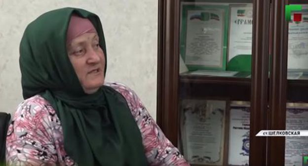 Esimat Uspakhadjieva. Screenshot of the video by the "Grozny" TV channel https://www.youtube.com/watch?v=mqDQDXXlETY