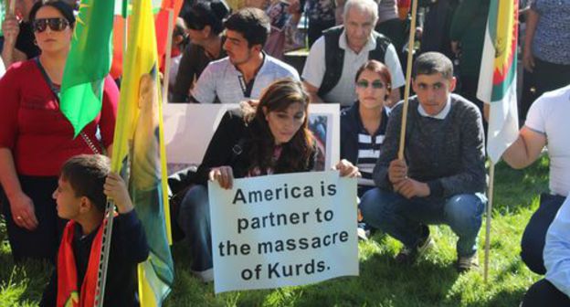 Kurdish rally at the US Embassy in Armenia. Photo by Tigran Petrosyan for the "Caucasian Knot"